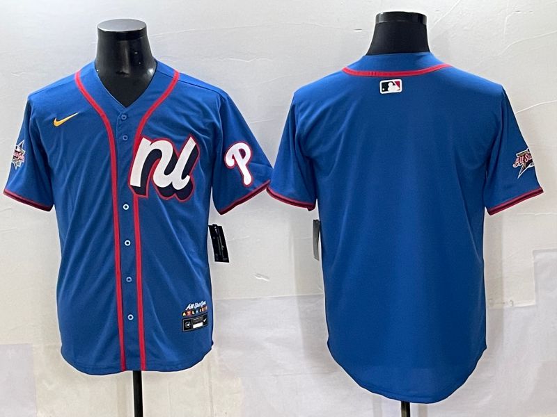Men 2025 Philadelphia Phillies Blank Blue All star Nike MLB Jersey style 01